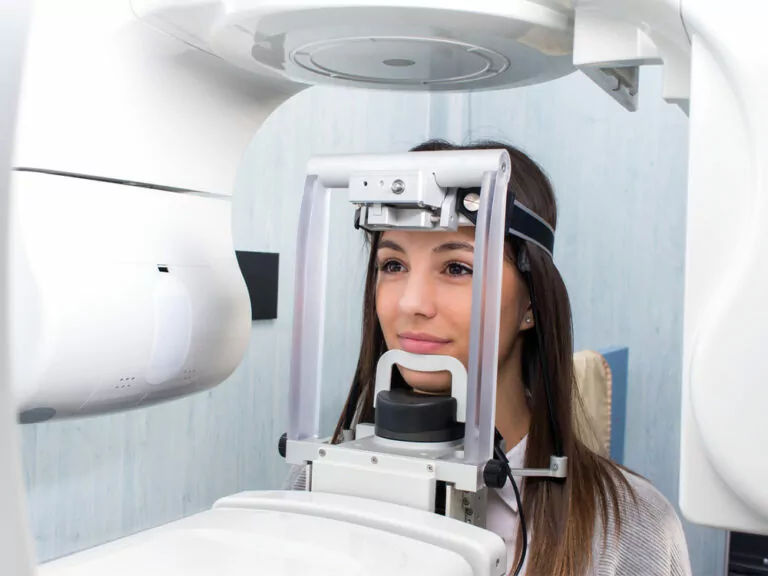 woman receiving a dental x-ray